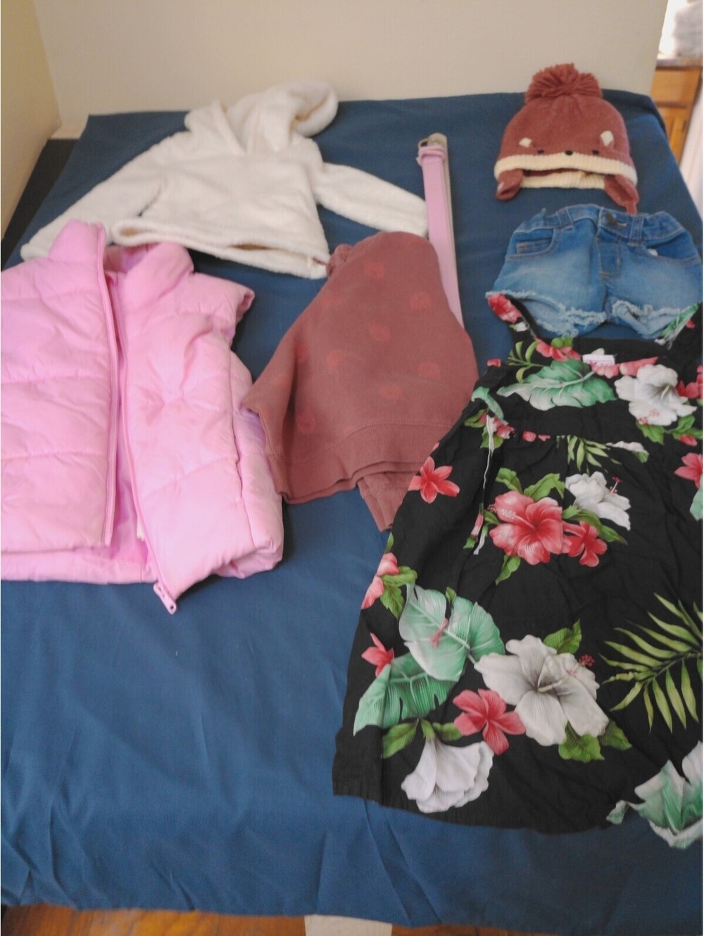 Girls Clothes Lot Bundle Size 5T 6 Puffer Vest Jacket Shorts Dress Hat Outfit